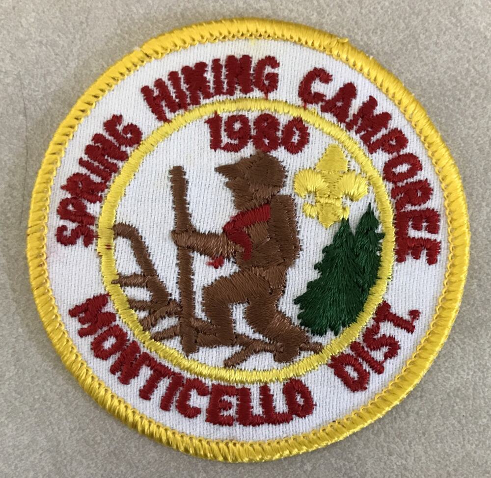 Vtg 1980 Boy BSA Cub Scouts Spring Hiking Camporee Monticello District Patch